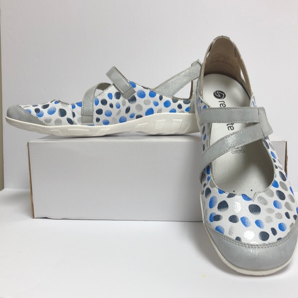 Remonte White Pokadot Leather Mary Janes Sz 41 - Picture 2 of 8